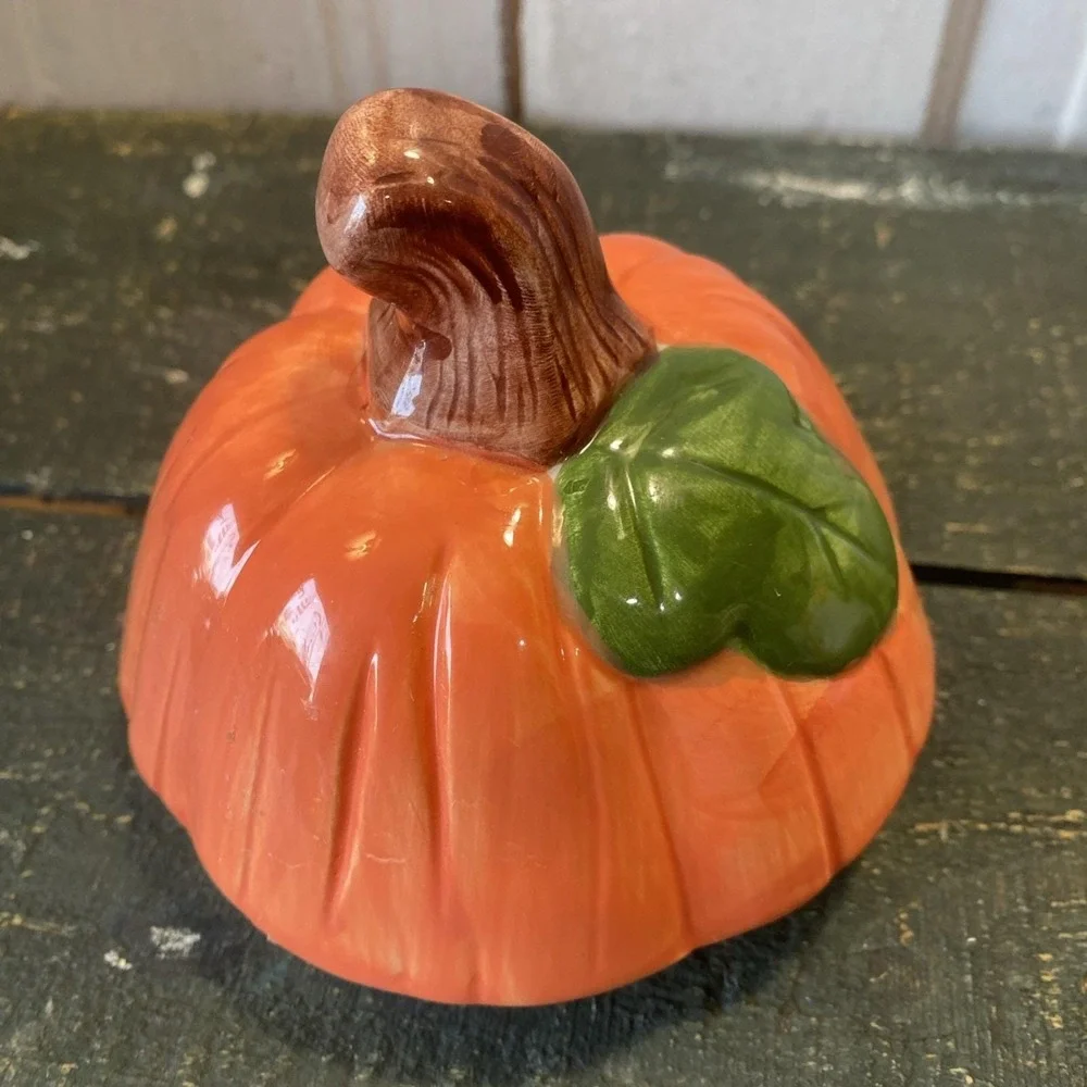 Vintage‎ 90s Ceramic Cookie Jar Halloween Tall Pumpkin Black Cat Ghost Canister